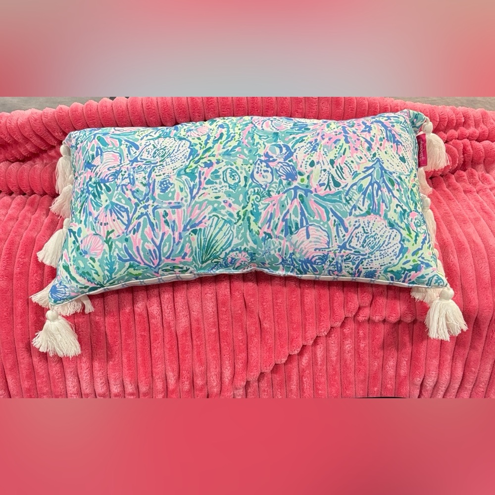 Lilly Pulitzer Blue and Pink Pillow